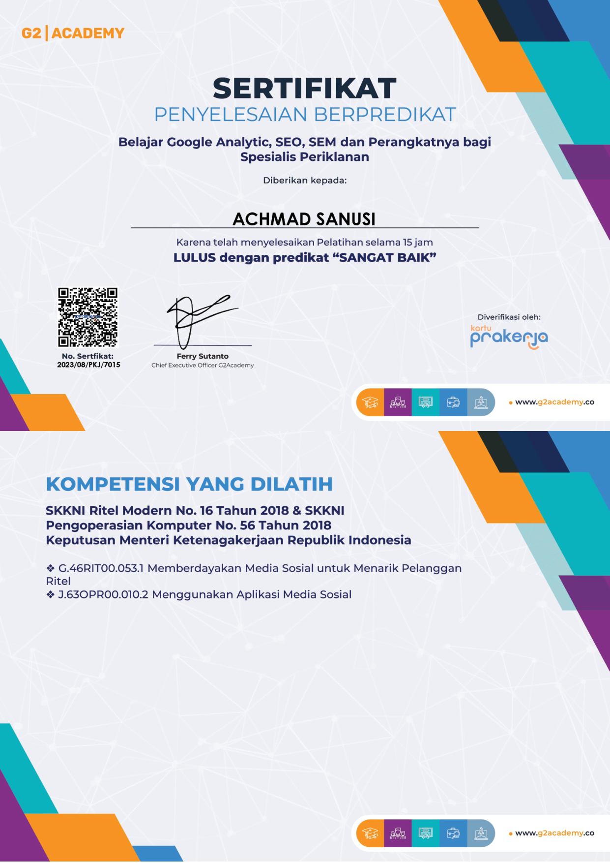 Google Analytics and SEO SEM Certificate